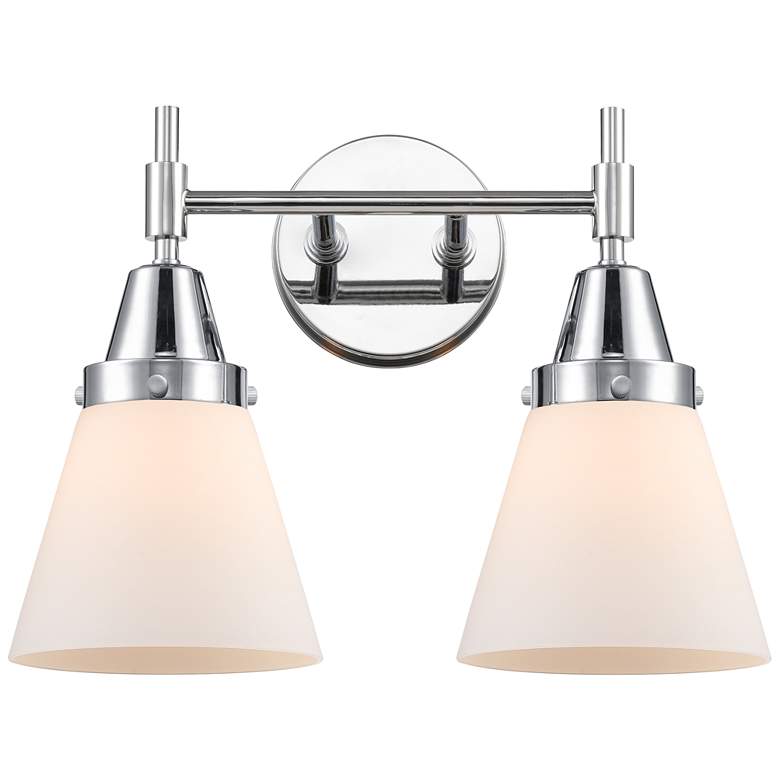 Image 1 Caden Cone 15.25"W 2 Light Polished Chrome Bath Vanity Light w/ White