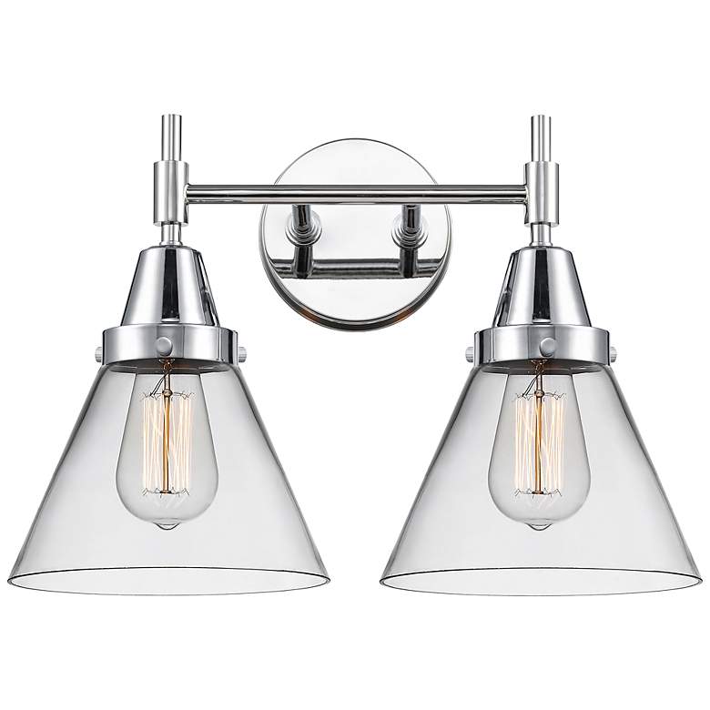 Image 1 Caden Cone 16.75"W 2 Light Polished Chrome Bath Vanity Light w/ Clear