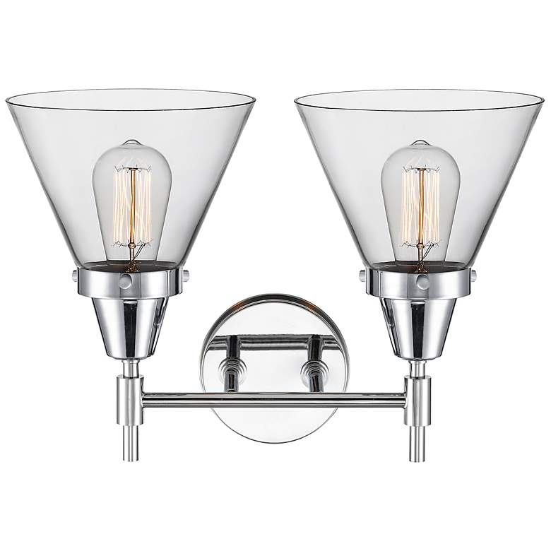 Image 3 Caden Cone 16.75"W 2 Light Polished Chrome Bath Vanity Light w/ Clear more views