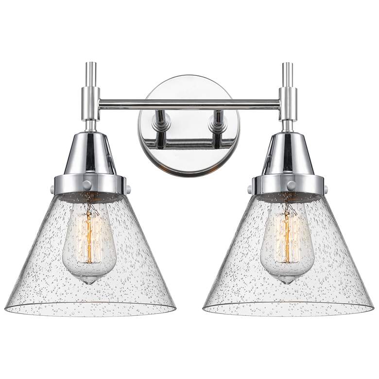 Image 1 Caden Cone 16.75"W 2 Light Polished Chrome Bath Vanity Light w/ Seedy