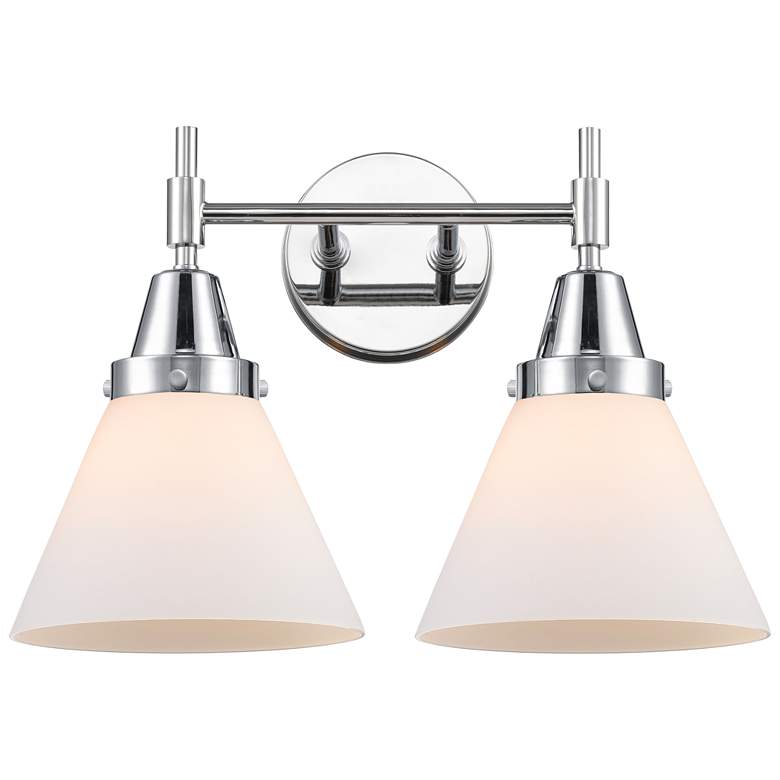 Image 1 Caden Cone 16.75"W 2 Light Polished Chrome Bath Vanity Light w/ White