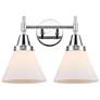 Caden Cone 16.75"W 2 Light Polished Chrome Bath Vanity Light w/ White