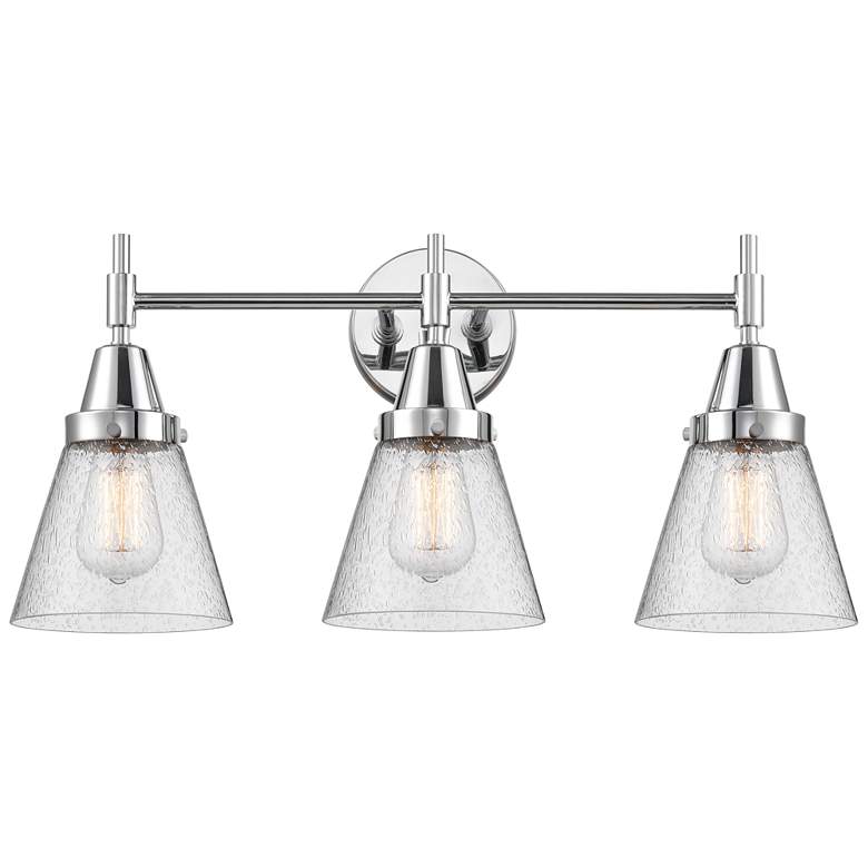 Image 1 Caden Cone 24.25"W 3 Light Polished Chrome Bath Vanity Light w/ Seedy