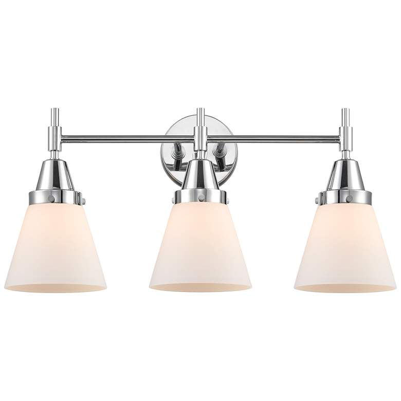 Image 1 Caden Cone 24.25"W 3 Light Polished Chrome Bath Vanity Light w/ White