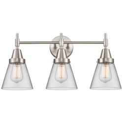 Caden Cone 24.25"W 3 Light Satin Nickel Bath Vanity Light w/ Clear Sha