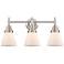Caden Cone 24.25"W 3 Light Satin Nickel Bath Vanity Light w/ White Sha
