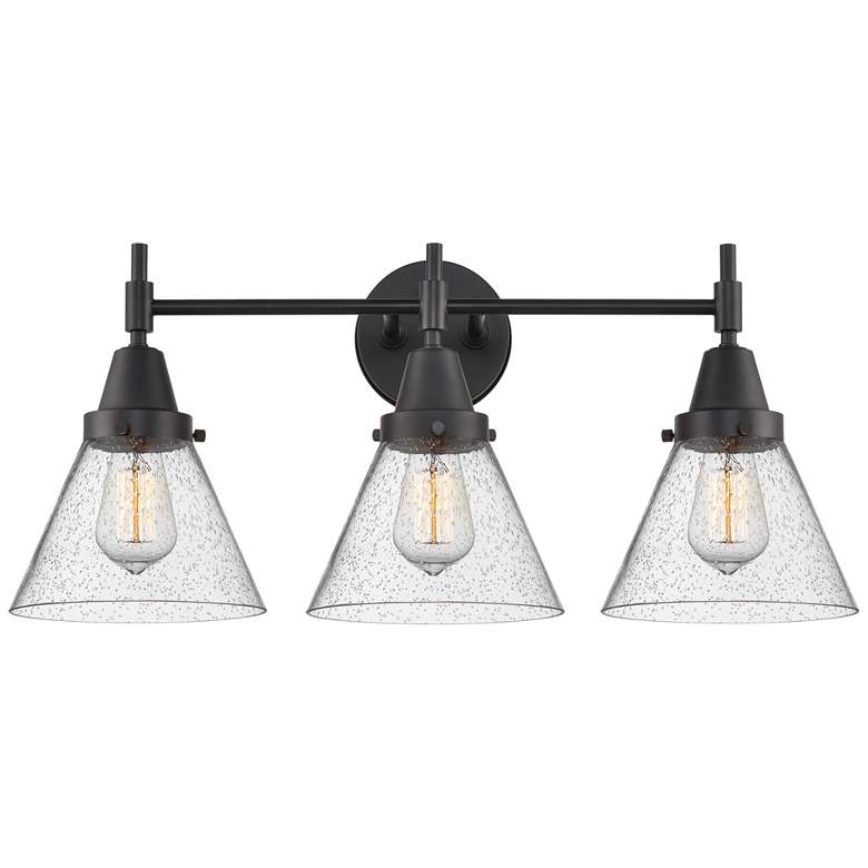 Image 1 Caden Cone 25.75" Wide 3 Light Matte Black Bath Vanity Light w/ Seedy