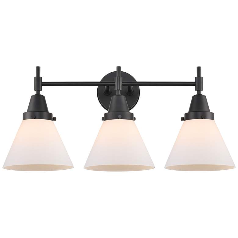 Image 1 Caden Cone 25.75" Wide 3 Light Matte Black Bath Vanity Light w/ White