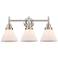 Caden Cone 25.75"W 3 Light Satin Nickel Bath Vanity Light w/ White Sha