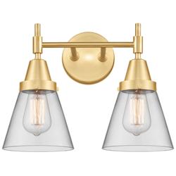 Caden Cone 6" 2 Light 15" Bath Light - Satin Gold - Clear Shade