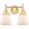 Caden Cone 6" 2 Light 15" Bath Light - Satin Gold - Matte White S