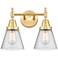 Caden Cone 6" 2 Light 15" Bath Light - Satin Gold - Seedy Shade