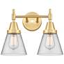 Caden Cone 6" 2 Light 15" LED Bath Light - Satin Gold - Clear Sha