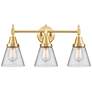 Caden Cone 6" 3 Light 24" LED Bath Light - Satin Gold - Clear Sha