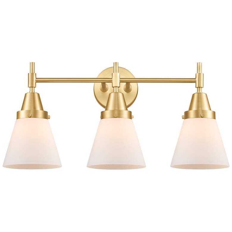 Image 1 Caden Cone 6" 3 Light 24" LED Bath Light - Satin Gold - Matte Whi