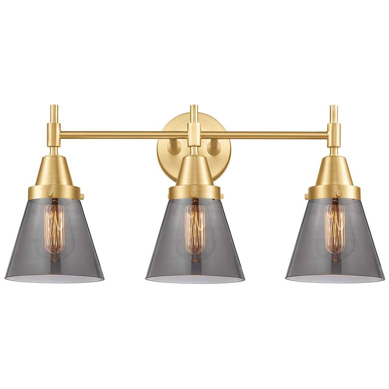 Image 1 Caden Cone 6" 3 Light 24" LED Bath Light - Satin Gold - Plated Sm