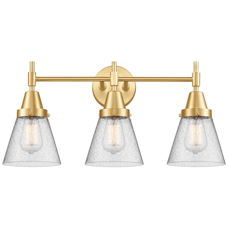 Image 1 Caden Cone 6" 3 Light 24" LED Bath Light - Satin Gold - Seedy Sha