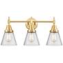 Caden Cone 6" 3 Light 24" LED Bath Light - Satin Gold - Seedy Sha