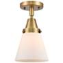 1_Caden Cone 6" Flush Mount - Brushed Brass - Matte White Shade