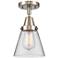 Caden Cone 6" Flush Mount - Brushed Satin Nickel - Clear Shade