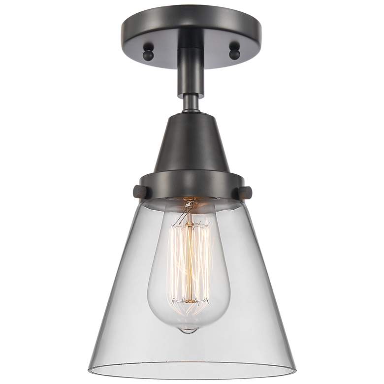 Image 1 Caden Cone 6" Flush Mount - Matte Black - Clear Shade