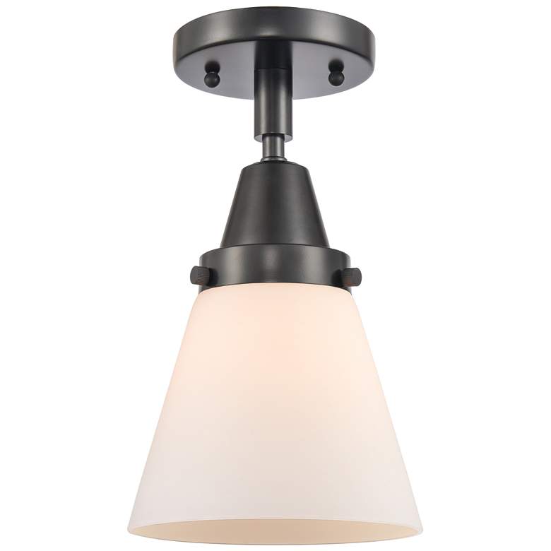 Image 1 Caden Cone 6" Flush Mount - Matte Black - Matte White Shade