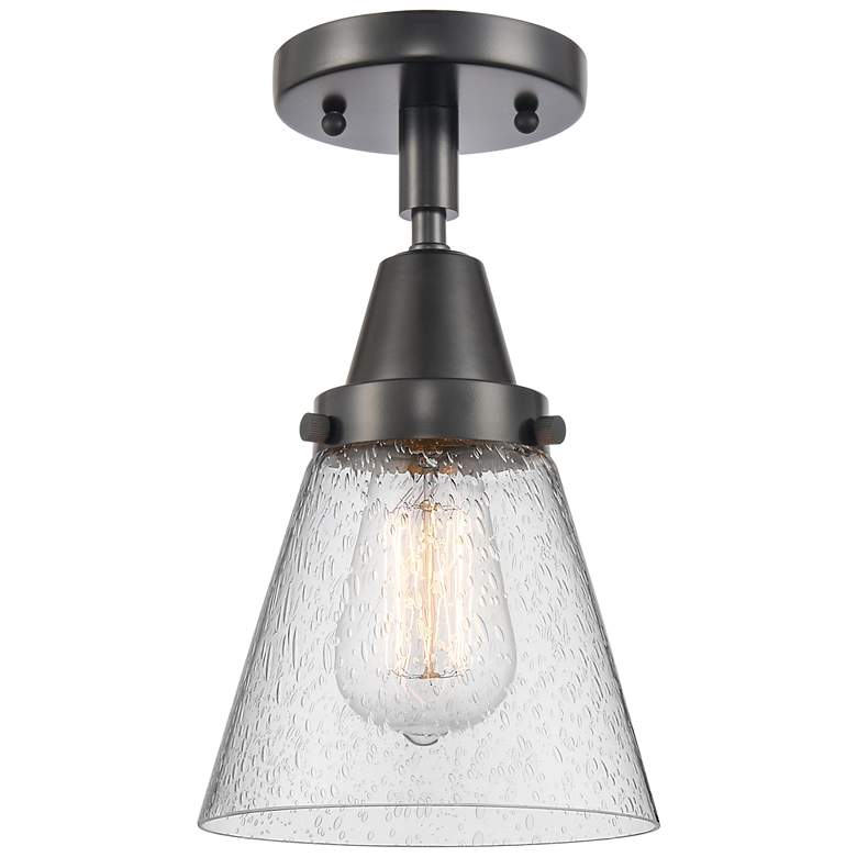 Image 1 Caden Cone 6" Flush Mount - Matte Black - Seedy Shade