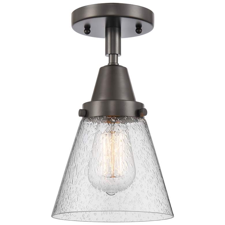 Image 1 Caden Cone 6" Flush Mount - Oil Rubbed Bronze - Seedy Shade