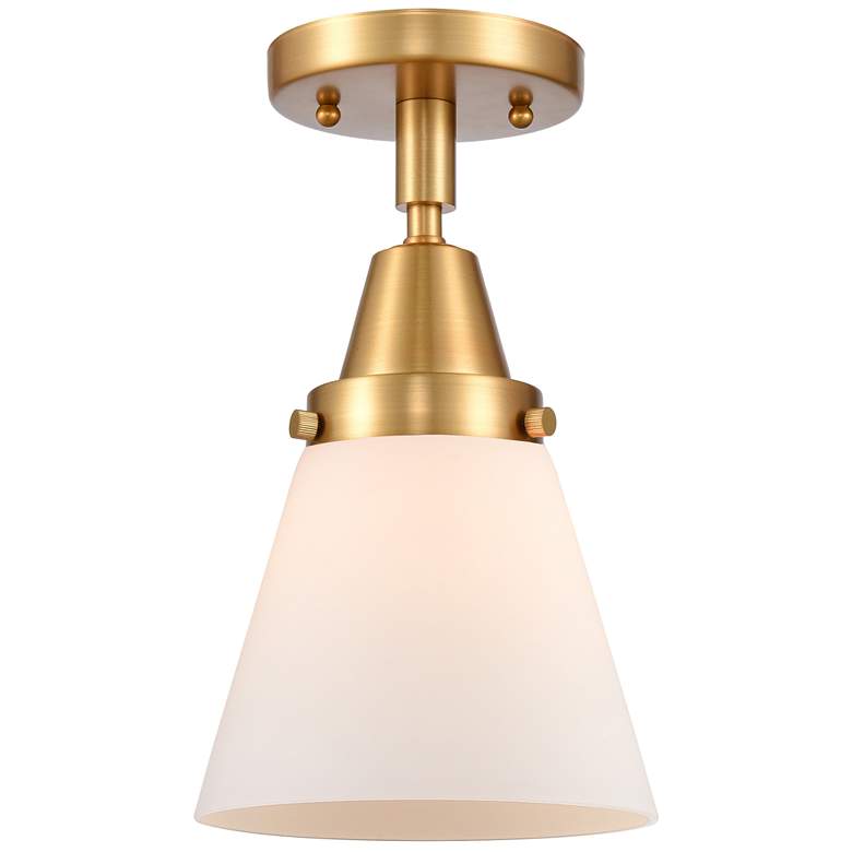 Image 1 Caden Cone 6" Flush Mount - Satin Gold - Matte White Shade