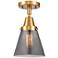 Caden Cone 6" Flush Mount - Satin Gold - Plated Smoke Shade
