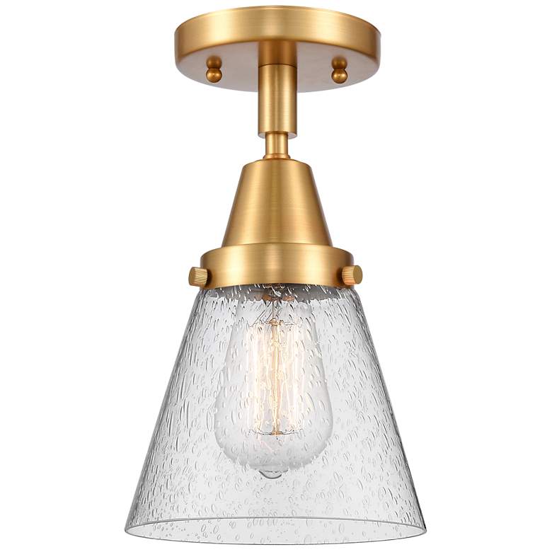 Image 1 Caden Cone 6" Flush Mount - Satin Gold - Seedy Shade