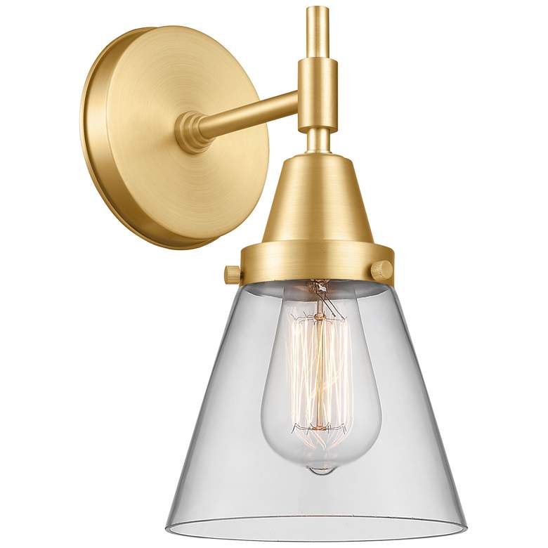 Image 1 Caden Cone 6" Incandescent Sconce - Gold Finish - Clear Shade