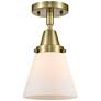 Caden Cone 6" LED Flush Mount - Antique Brass - Matte White Shade