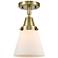 Caden Cone 6" LED Flush Mount - Antique Brass - Matte White Shade