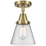 Caden Cone 6" LED Flush Mount - Antique Brass - Seedy Shade