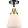Caden Cone 6" LED Flush Mount - Black Antique Brass - Matte White Shad
