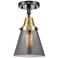 Caden Cone 6" LED Flush Mount - Black Antique Brass - Plated Smoke Sha
