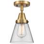 Caden Cone 6" LED Flush Mount - Brushed Brass - Clear Shade