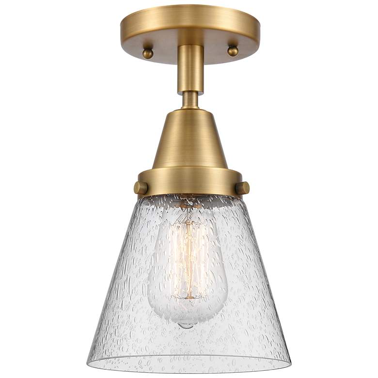 Image 1 Caden Cone 6" LED Flush Mount - Brushed Brass - Seedy Shade