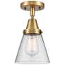 Caden Cone 6" LED Flush Mount - Brushed Brass - Seedy Shade