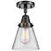 Caden Cone 6" LED Flush Mount - Matte Black - Clear Shade