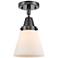 Caden Cone 6" LED Flush Mount - Matte Black - Matte White Shade