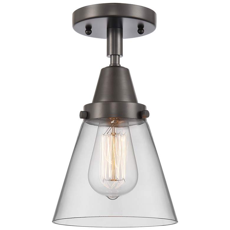 Image 1 Caden Cone 6" LED Flush Mount - Oil Rubbed Bronze - Clear Shade