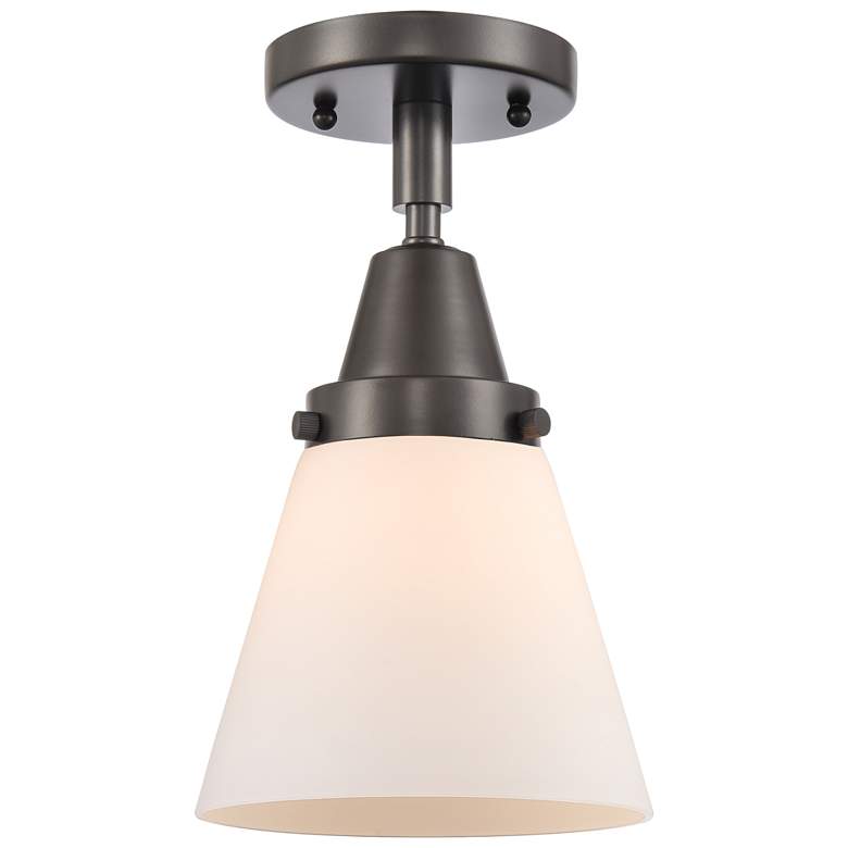 Image 1 Caden Cone 6" LED Flush Mount - Oil Rubbed Bronze - Matte White Shade