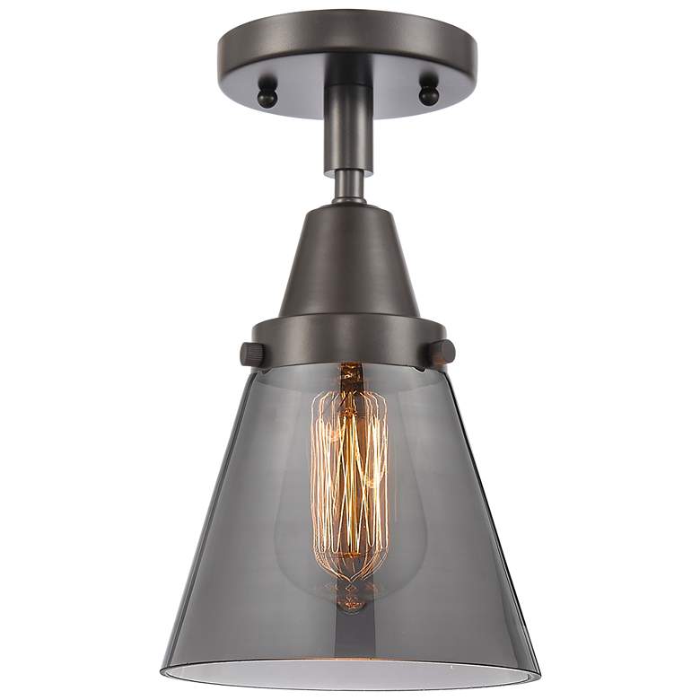 Image 1 Caden Cone 6" LED Flush Mount - Oil Rubbed Bronze - Plated Smoke Shade