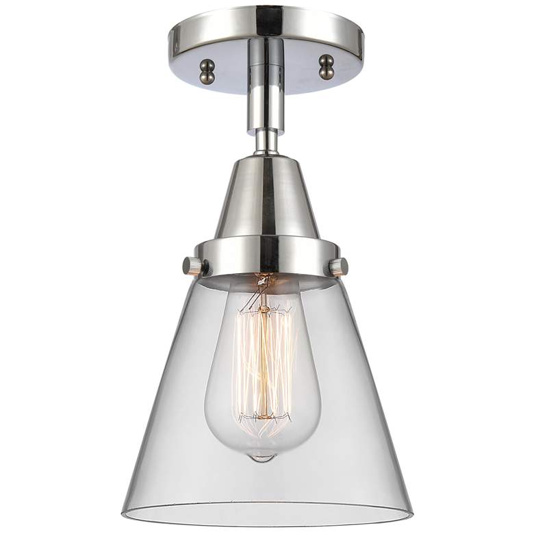 Image 1 Caden Cone 6" LED Flush Mount - Polished Chrome - Clear Shade