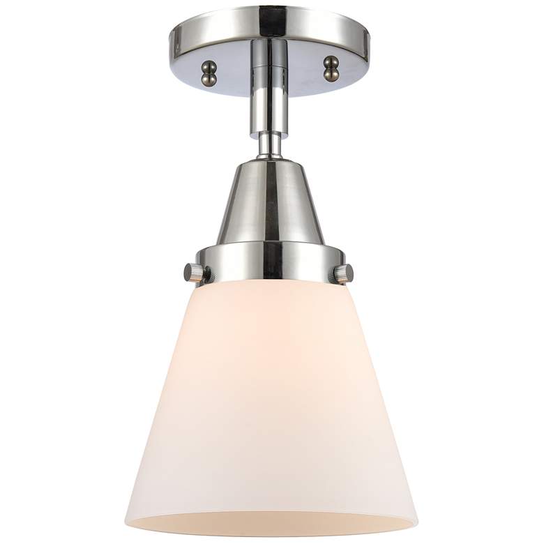 Image 1 Caden Cone 6 inch LED Flush Mount - Polished Chrome - Matte White Shade