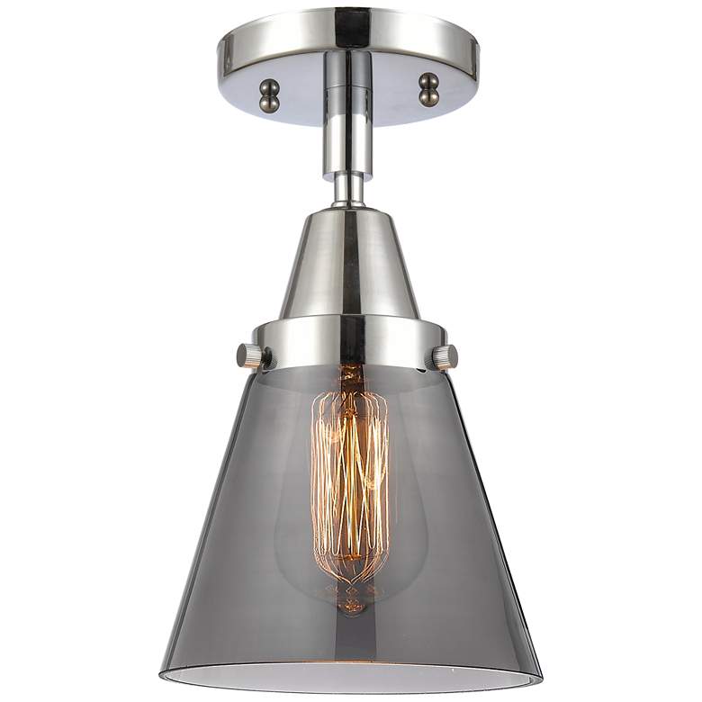 Image 1 Caden Cone 6" LED Flush Mount - Polished Chrome - Plated Smoke Shade