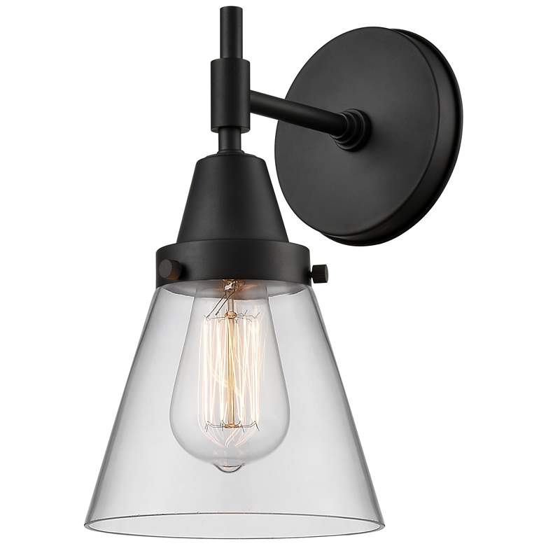 Image 1 Caden Cone 6" LED Sconce - Matte Black Finish - Clear Shade