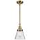 Caden Cone 6" Wide Antique Brass Stem Hung Mini Pendant w/ Seedy Shade